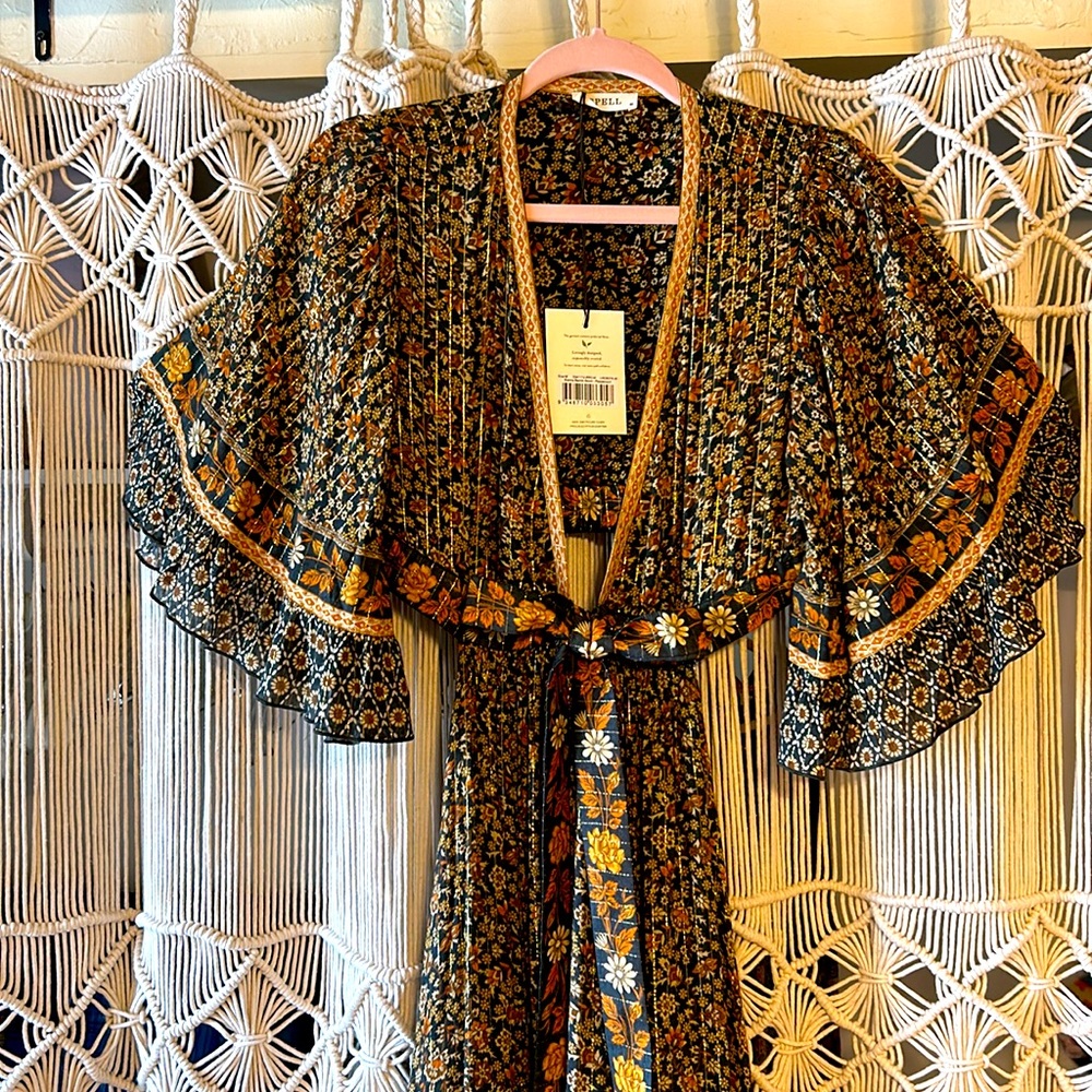 NWT💫Exclusive💫Spell X Free People Sienna Bambi Gown in Peppercorn size medium - Picture 6 of 16